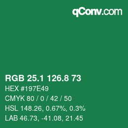 カラーコード: RGB 25.1 126.8 73 | qconv.com