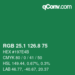カラーコード: RGB 25.1 126.8 75 | qconv.com