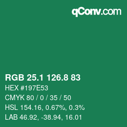 カラーコード: RGB 25.1 126.8 83 | qconv.com