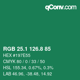 カラーコード: RGB 25.1 126.8 85 | qconv.com