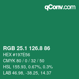 カラーコード: RGB 25.1 126.8 86 | qconv.com