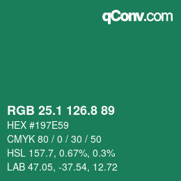 カラーコード: RGB 25.1 126.8 89 | qconv.com