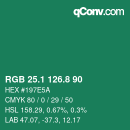 カラーコード: RGB 25.1 126.8 90 | qconv.com