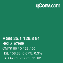 カラーコード: RGB 25.1 126.8 91 | qconv.com
