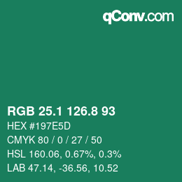 カラーコード: RGB 25.1 126.8 93 | qconv.com
