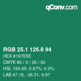 カラーコード: RGB 25.1 126.8 94 | qconv.com