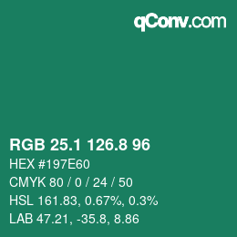 カラーコード: RGB 25.1 126.8 96 | qconv.com