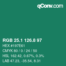 カラーコード: RGB 25.1 126.8 97 | qconv.com
