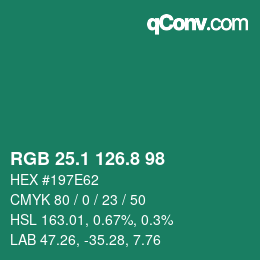 カラーコード: RGB 25.1 126.8 98 | qconv.com