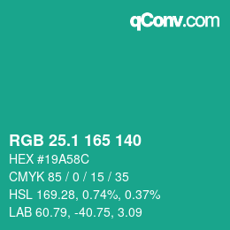 カラーコード: RGB 25.1 165 140 | qconv.com