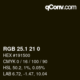 Color code: RGB 25.1 21 0 | qconv.com