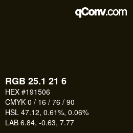 カラーコード: RGB 25.1 21 6 | qconv.com