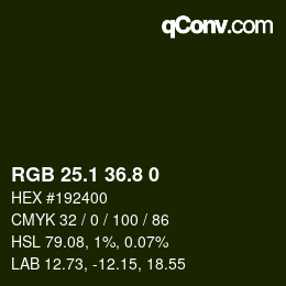 Color code: RGB 25.1 36.8 0 | qconv.com