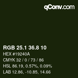 カラーコード: RGB 25.1 36.8 10 | qconv.com
