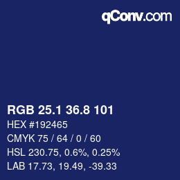 カラーコード: RGB 25.1 36.8 101 | qconv.com