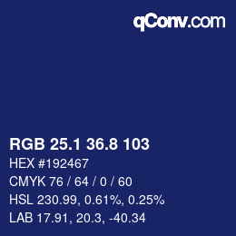 Farbcode: RGB 25.1 36.8 103 | qconv.com