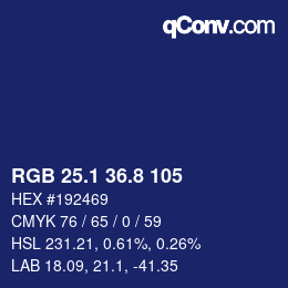カラーコード: RGB 25.1 36.8 105 | qconv.com