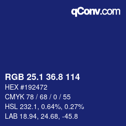 カラーコード: RGB 25.1 36.8 114 | qconv.com