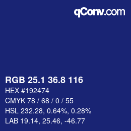 カラーコード: RGB 25.1 36.8 116 | qconv.com