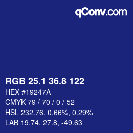カラーコード: RGB 25.1 36.8 122 | qconv.com