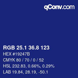 カラーコード: RGB 25.1 36.8 123 | qconv.com