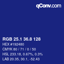 カラーコード: RGB 25.1 36.8 128 | qconv.com