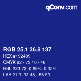カラーコード: RGB 25.1 36.8 137 | qconv.com