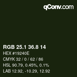 Color code: RGB 25.1 36.8 14 | qconv.com