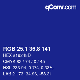 カラーコード: RGB 25.1 36.8 141 | qconv.com