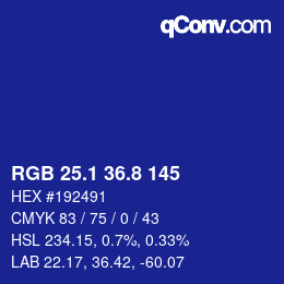 カラーコード: RGB 25.1 36.8 145 | qconv.com