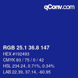 カラーコード: RGB 25.1 36.8 147 | qconv.com