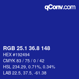 カラーコード: RGB 25.1 36.8 148 | qconv.com