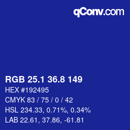 カラーコード: RGB 25.1 36.8 149 | qconv.com