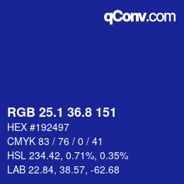 カラーコード: RGB 25.1 36.8 151 | qconv.com