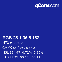 カラーコード: RGB 25.1 36.8 152 | qconv.com