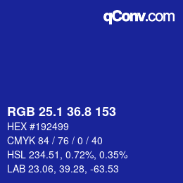 カラーコード: RGB 25.1 36.8 153 | qconv.com