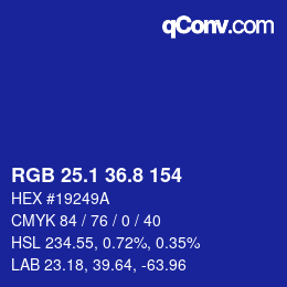 カラーコード: RGB 25.1 36.8 154 | qconv.com