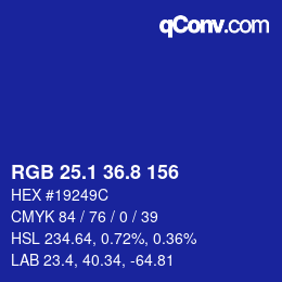 カラーコード: RGB 25.1 36.8 156 | qconv.com