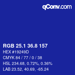 カラーコード: RGB 25.1 36.8 157 | qconv.com