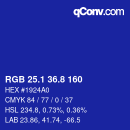 カラーコード: RGB 25.1 36.8 160 | qconv.com