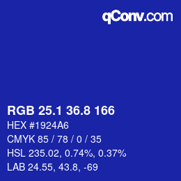 カラーコード: RGB 25.1 36.8 166 | qconv.com