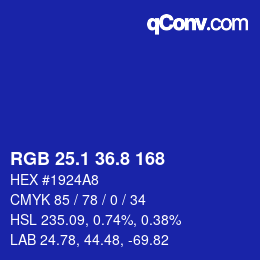 カラーコード: RGB 25.1 36.8 168 | qconv.com