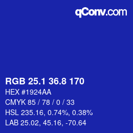 カラーコード: RGB 25.1 36.8 170 | qconv.com