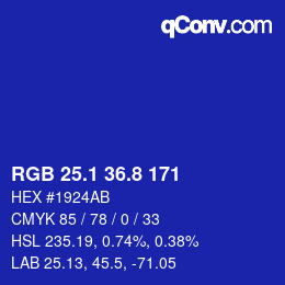 カラーコード: RGB 25.1 36.8 171 | qconv.com