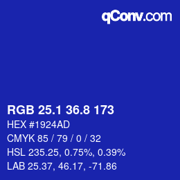カラーコード: RGB 25.1 36.8 173 | qconv.com
