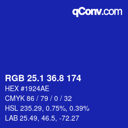 カラーコード: RGB 25.1 36.8 174 | qconv.com