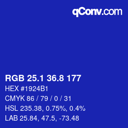 カラーコード: RGB 25.1 36.8 177 | qconv.com