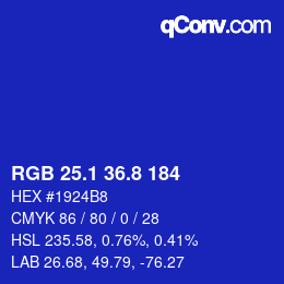 カラーコード: RGB 25.1 36.8 184 | qconv.com