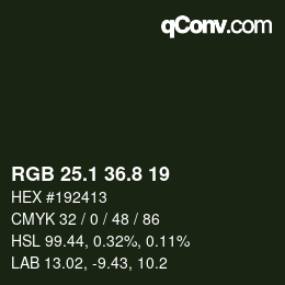 Color code: RGB 25.1 36.8 19 | qconv.com