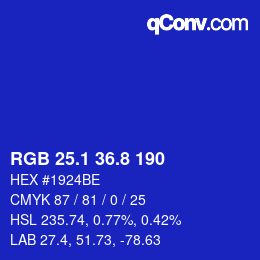 カラーコード: RGB 25.1 36.8 190 | qconv.com